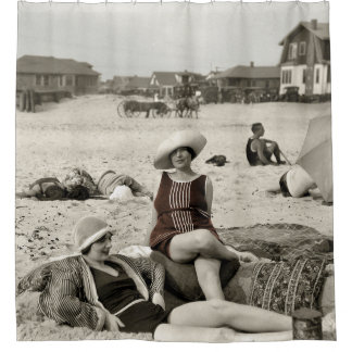 VINTAGE BEACH SCENE - 1920s Shower Curtain