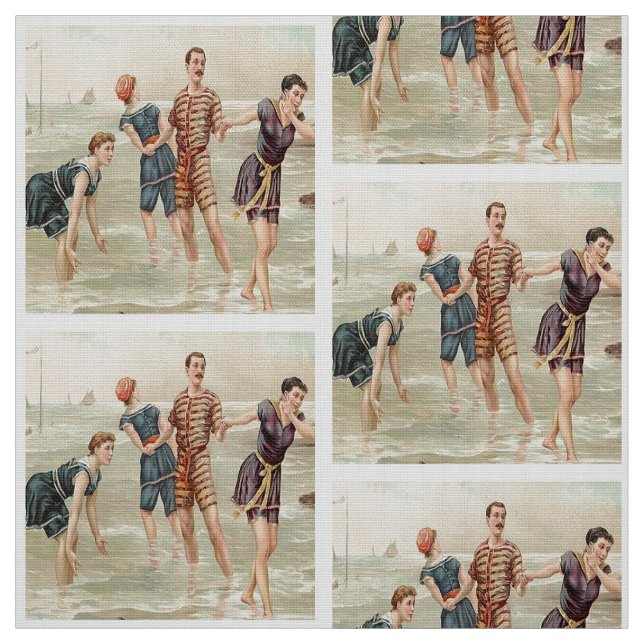 Vintage Beach Scene Fabric (Swatch)
