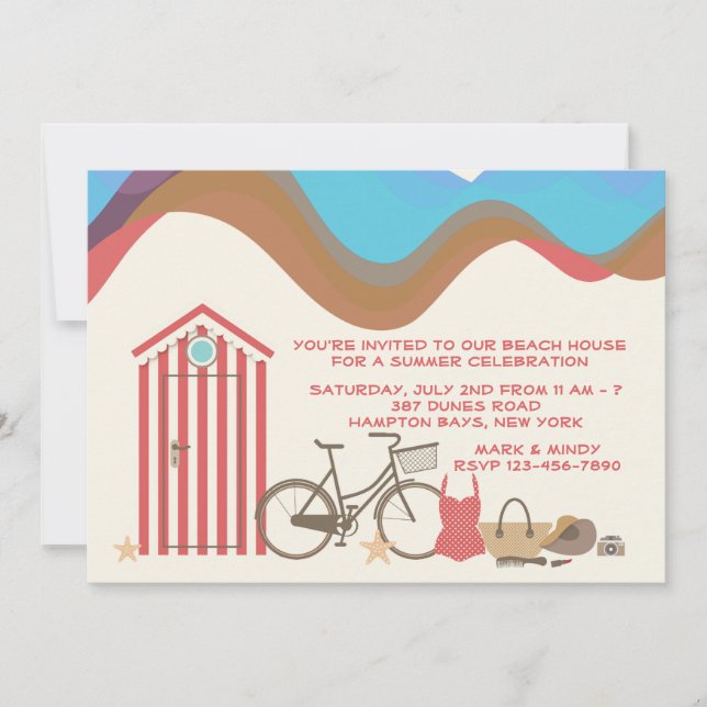 Vintage Beach Scene Invitation (Front)