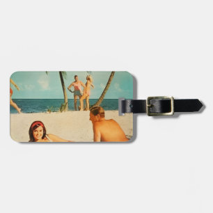 Vintage Beach Scene Luggage Tag