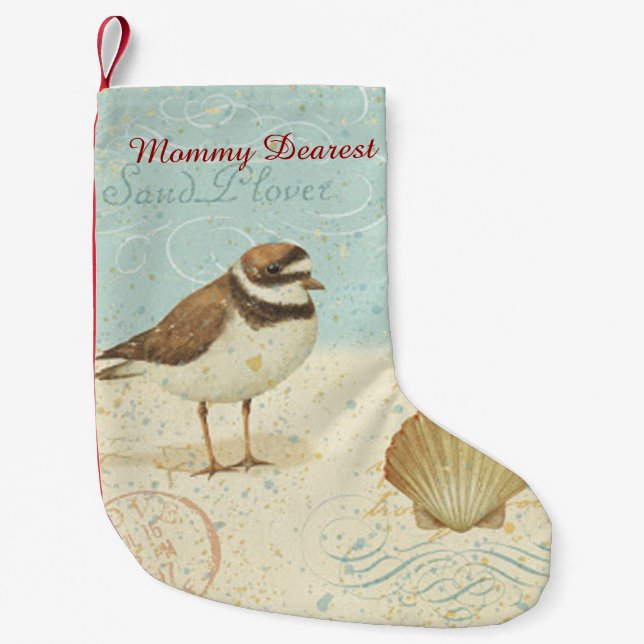 Vintage Beach Scene Small Christmas Stocking (Front)