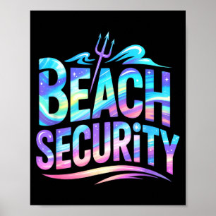 Vintage beach security surf mermaid vacation trip poster