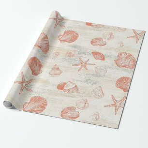 Vintage Beach Shells with Coral & Starfish Wrapping Paper