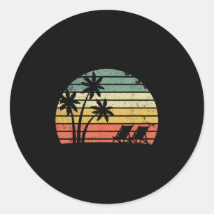 Vintage Beach Shirt Palm Trees Beach Chair Cool Classic Round Sticker
