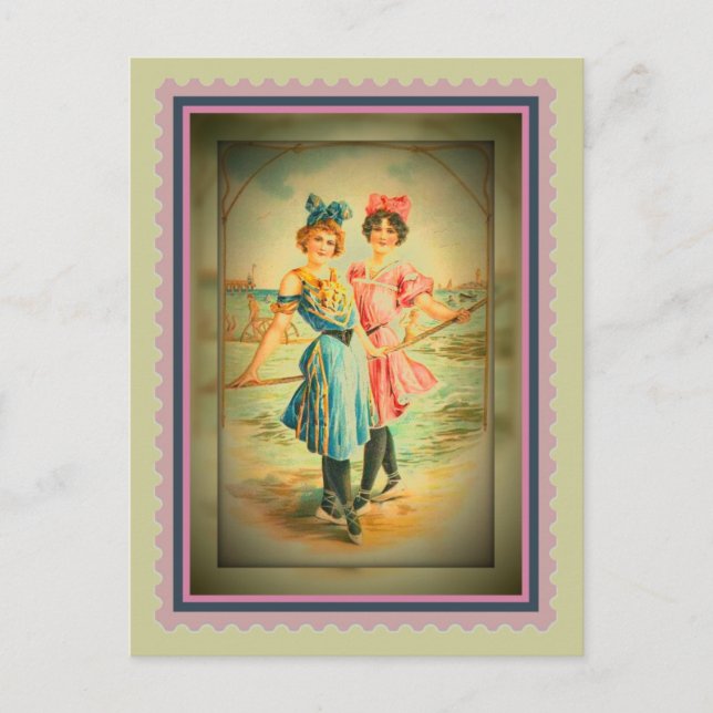 Vintage Beach Sisters Postcard (Front)