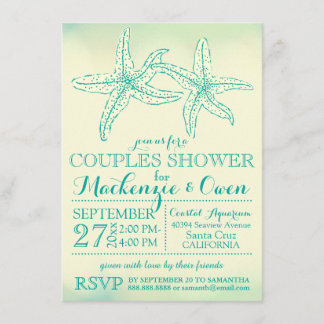 Vintage Beach Starfish Couples Wedding Shower Invitation