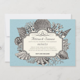Vintage Beach Style Wedding Invitation
