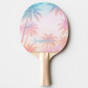 Vintage Beach Sunset Palm Trees Pastel             Ping Pong Paddle