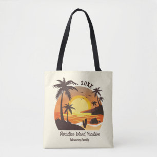 Vintage Beach Sunset Vacation surf orange brown Tote Bag