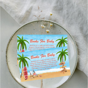 Vintage Beach Surfing Books For Baby Shower Enclosure Card