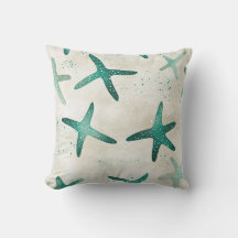 Vintage Beach Teal Abstract Starfish Coastal