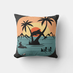Vintage Beach Vibes : Retro Coastal Design Cushion
