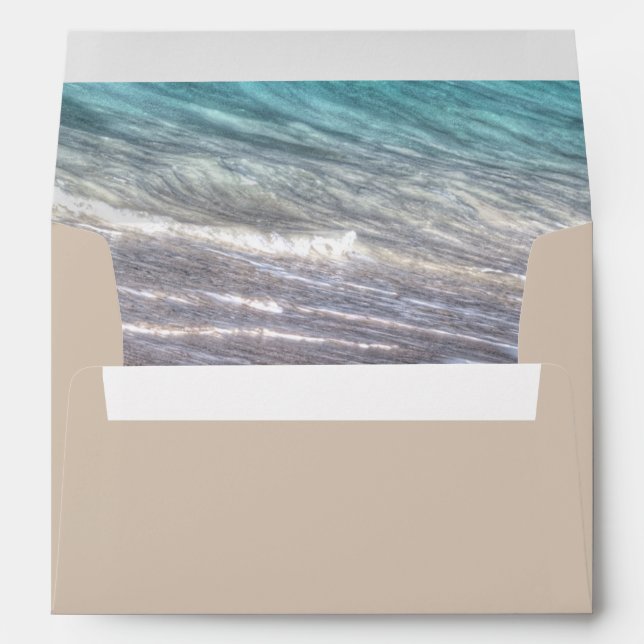 Vintage Beach Waves and Sand Wedding Envelopes (Back (Bottom))