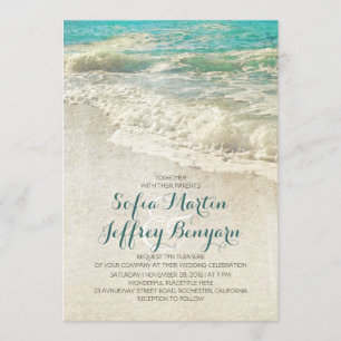 Vintage beach wedding invitations