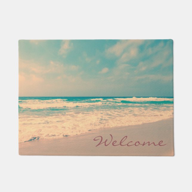 Vintage Beach Welcome Doormat (Front)