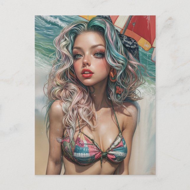 Vintage Beachy Pinup Design 1 Postcard (Front)