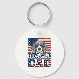 Vintage Beagle Dad Patriotic Dog Shirt Design_1 Key Ring