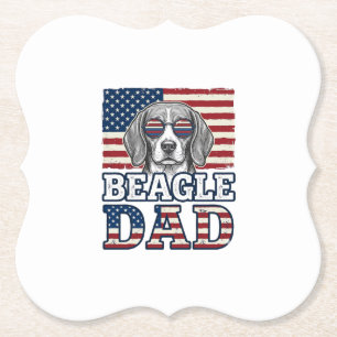 Vintage Beagle Dad Patriotic Dog Shirt Design_1 Paper Coaster