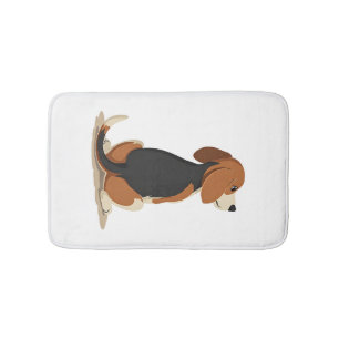 Vintage Beagle Dog Back View Illustration Pet Love Bath Mat