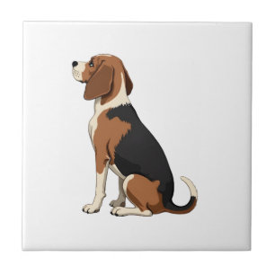 Vintage Beagle Dog Back View Illustration Pet Love Ceramic Tile