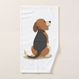 Vintage Beagle Dog Back View Illustration Pet Love Hand Towel