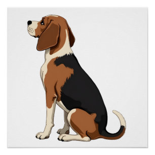 Vintage Beagle Dog Back View Illustration Pet Love Poster