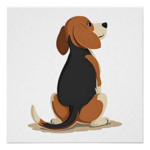 Vintage Beagle Dog Back View Illustration Pet Love Poster