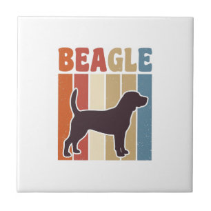 Vintage Beagle Dog Retro Stripe Vector Design_1 Ceramic Tile