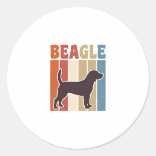 Vintage Beagle Dog Retro Stripe Vector Design_1 Classic Round Sticker