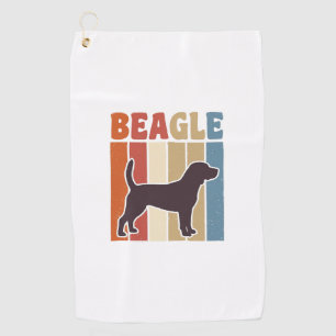 Vintage Beagle Dog Retro Stripe Vector Design_1 Golf Towel