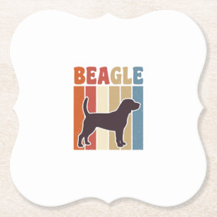 Vintage Beagle Dog Retro Stripe Vector Design_1 Paper Coaster