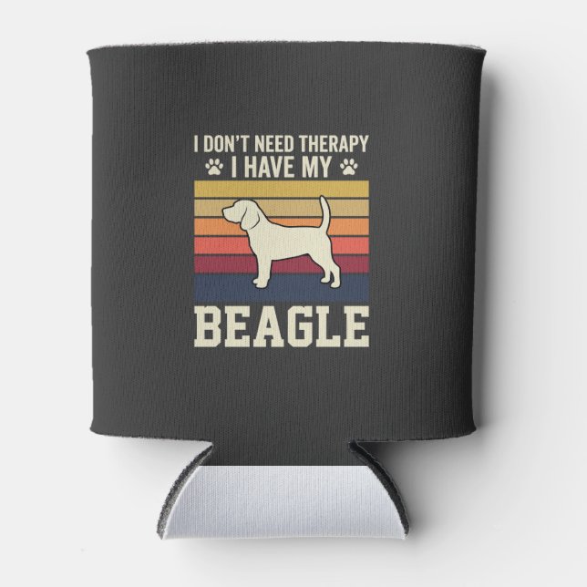 Vintage Beagle Dog Therapy Retro Can Cooler (Front)