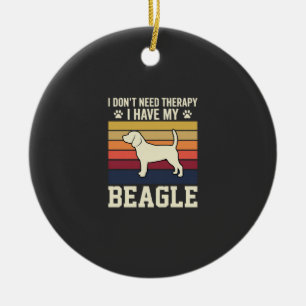 Vintage Beagle Dog Therapy Retro Ceramic Ornament