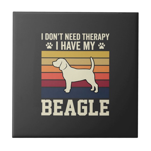 Vintage Beagle Dog Therapy Retro Ceramic Tile (Front)