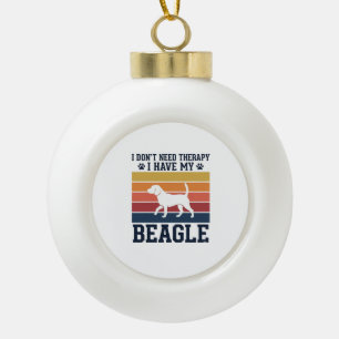 Vintage Beagle Dog Therapy Shirt Design_1 Ceramic Ball Christmas Ornament