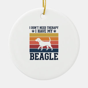 Vintage Beagle Dog Therapy Shirt Design_1 Ceramic Ornament