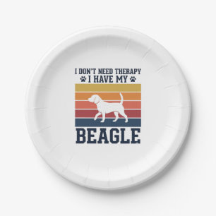 Vintage Beagle Dog Therapy Shirt Design_1 Paper Plate