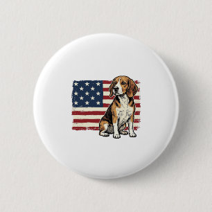Vintage Beagle Patriotic Flag Dog Shirt Design_1 6 Cm Round Badge