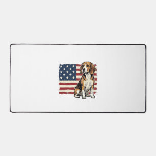 Vintage Beagle Patriotic Flag Dog Shirt Design_1 Desk Mat
