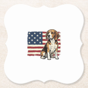 Vintage Beagle Patriotic Flag Dog Shirt Design_1 Paper Coaster