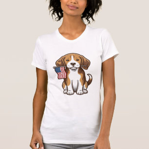 Vintage Beagle Puppy American Flag Shirt Design_1