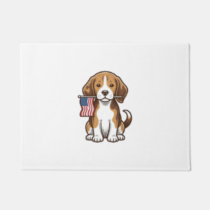 Vintage Beagle Puppy American Flag Shirt Design_1 Doormat