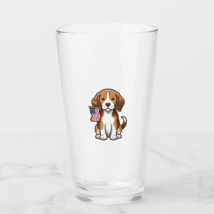 Vintage Beagle Puppy American Flag Shirt Design_1 Glass