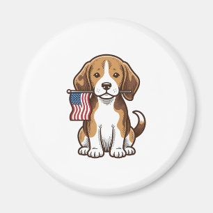 Vintage Beagle Puppy American Flag Shirt Design_1 Magnet