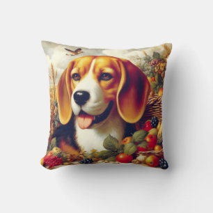 Vintage Beagle Puppy Painting Cushion