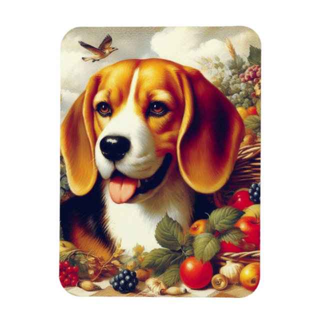 Vintage Beagle Puppy Painting Magnet (Vertical)