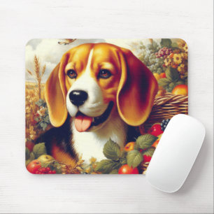 Vintage Beagle Puppy Painting Mouse Pad