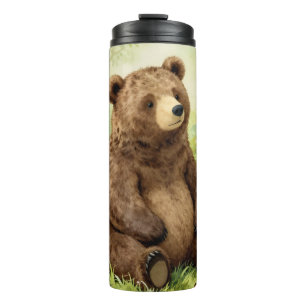 Vintage bear and butterflies in a garden thermal tumbler