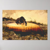 Vintage Bear and Canoe Winslow Homer 1895