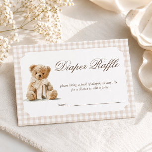 Vintage Bear Baby Shower Diaper Raffle Enclosure Card